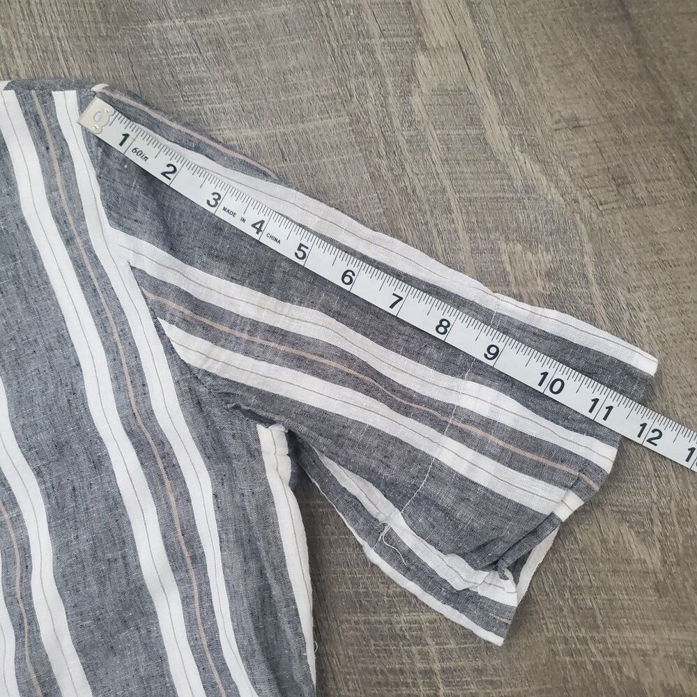 Banana Republic Women's Romper Size 4 Petite Striped Cotton Linen Tie Pockets - Picture 9 of 11